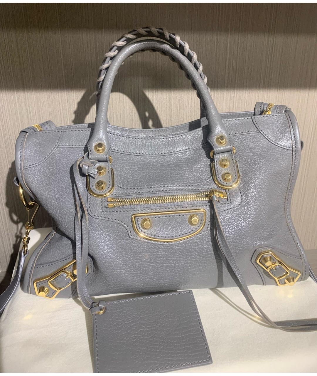 BALENCIAGA Серая кожаная сумка с короткими ручками, фото 9