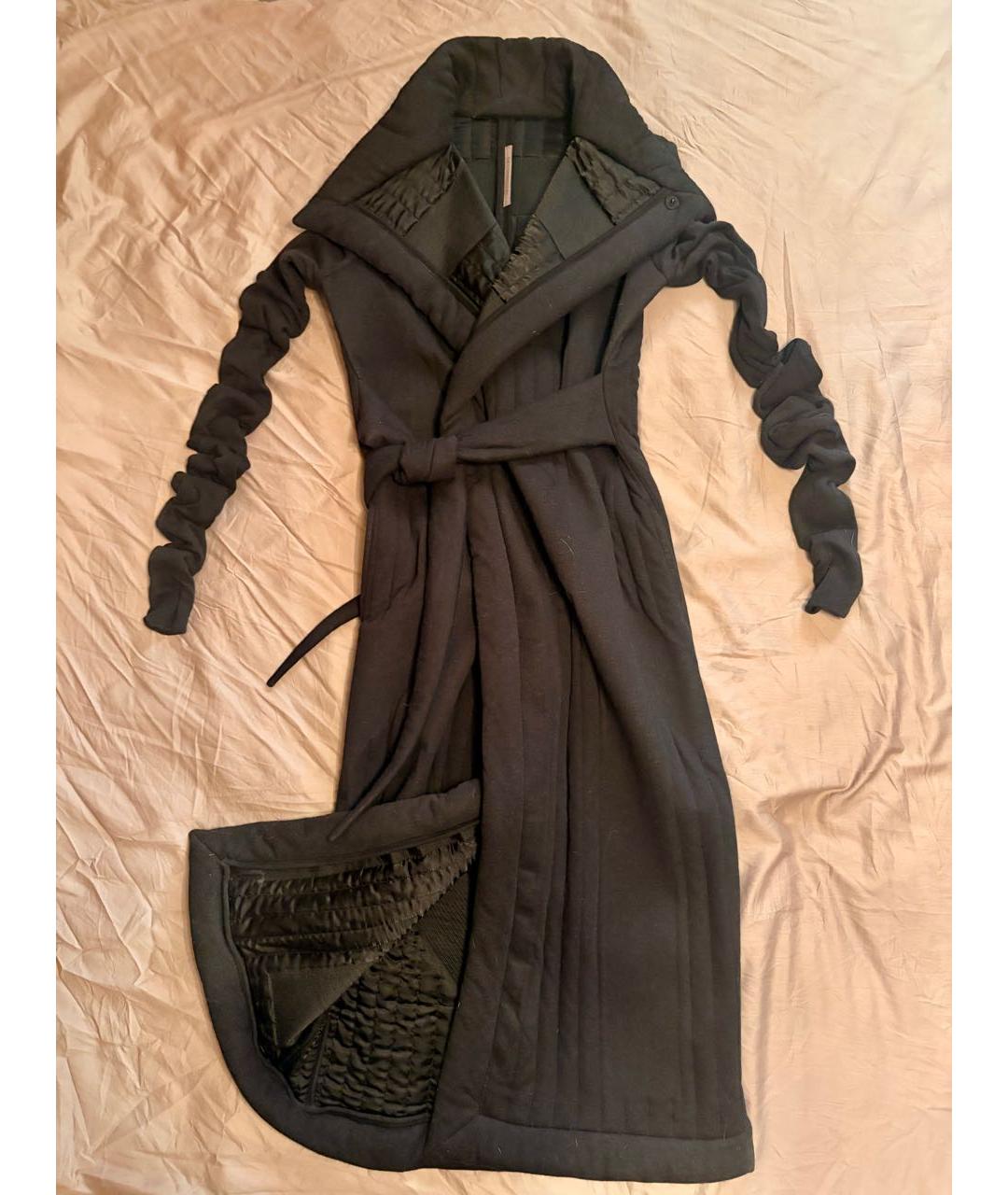 RICK OWENS Черное шерстяное пальто, фото 6