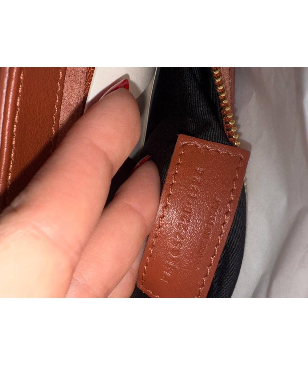 SAINT LAURENT Коричневая кожаная сумка с короткими ручками, фото 6