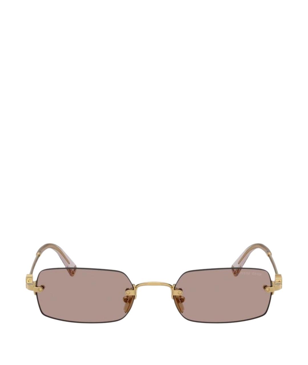MIU MIU Золотые металлические солнцезащитные очки, фото 1
