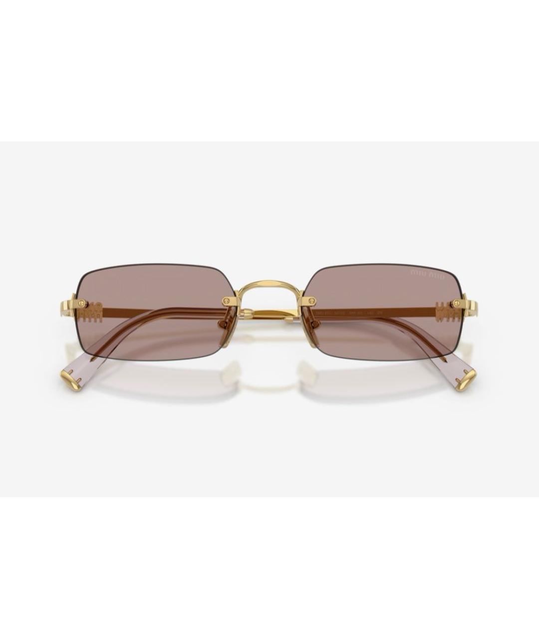 MIU MIU Золотые металлические солнцезащитные очки, фото 3