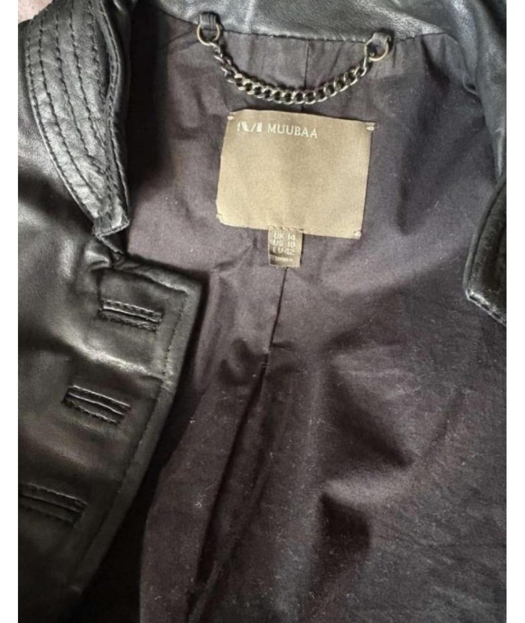 MUUBAA Черный кожаный жакет/пиджак, фото 4