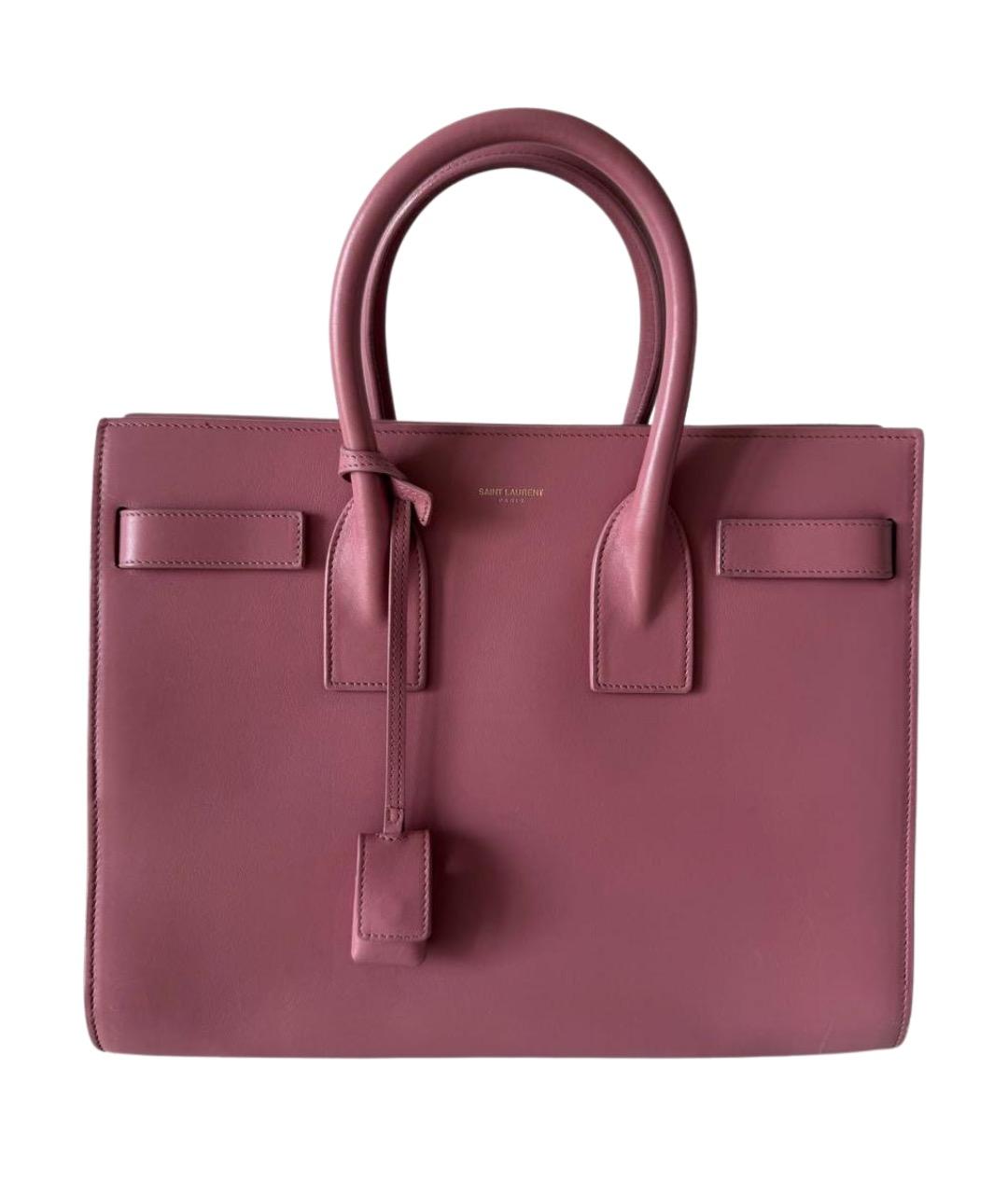 SAINT LAURENT Розовая кожаная сумка тоут, фото 1