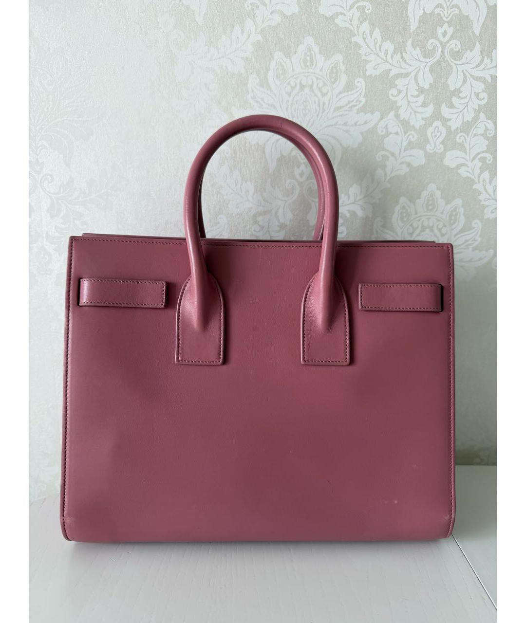 SAINT LAURENT Розовая кожаная сумка тоут, фото 3