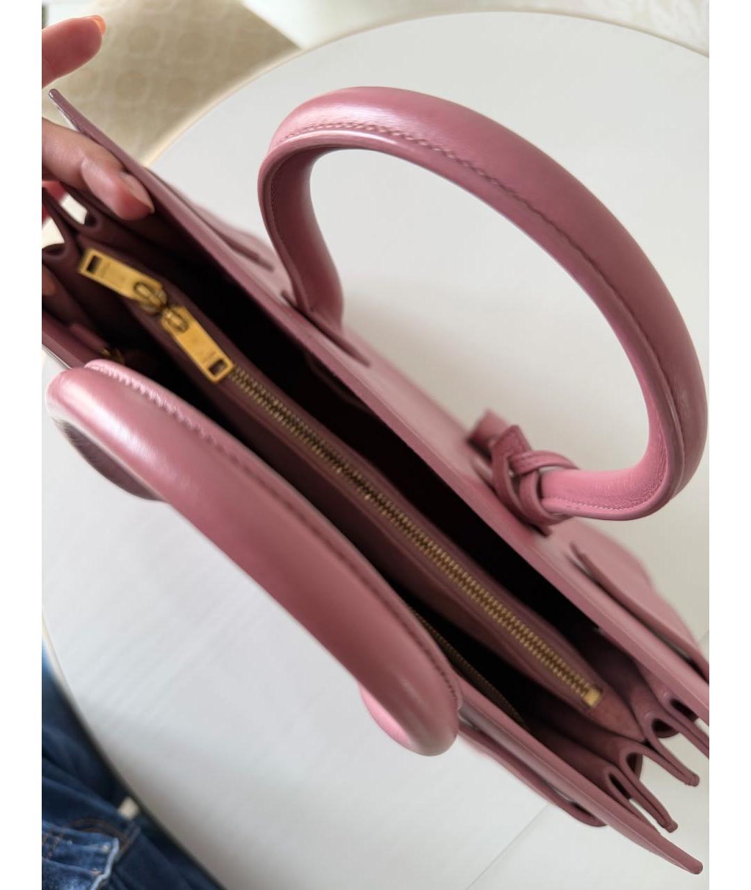 SAINT LAURENT Розовая кожаная сумка тоут, фото 4