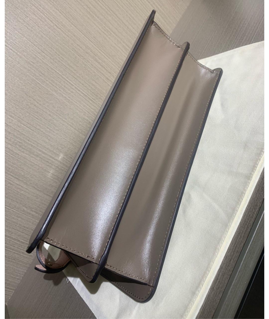 FENDI Серая кожаная сумка с короткими ручками, фото 4