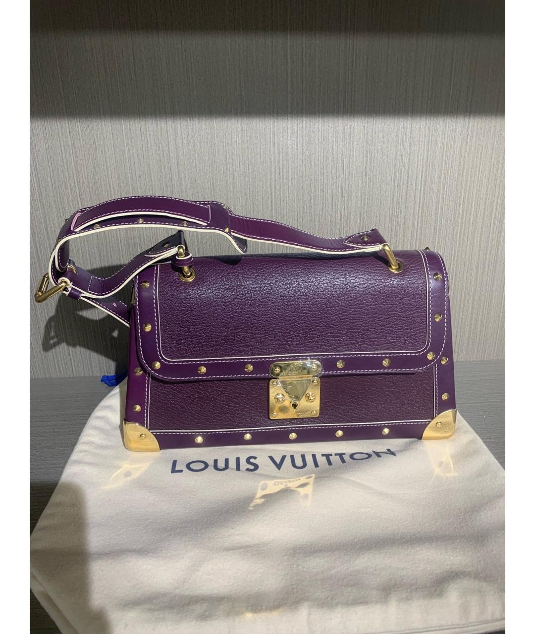 LOUIS VUITTON Фиолетовая кожаная сумка через плечо, фото 7
