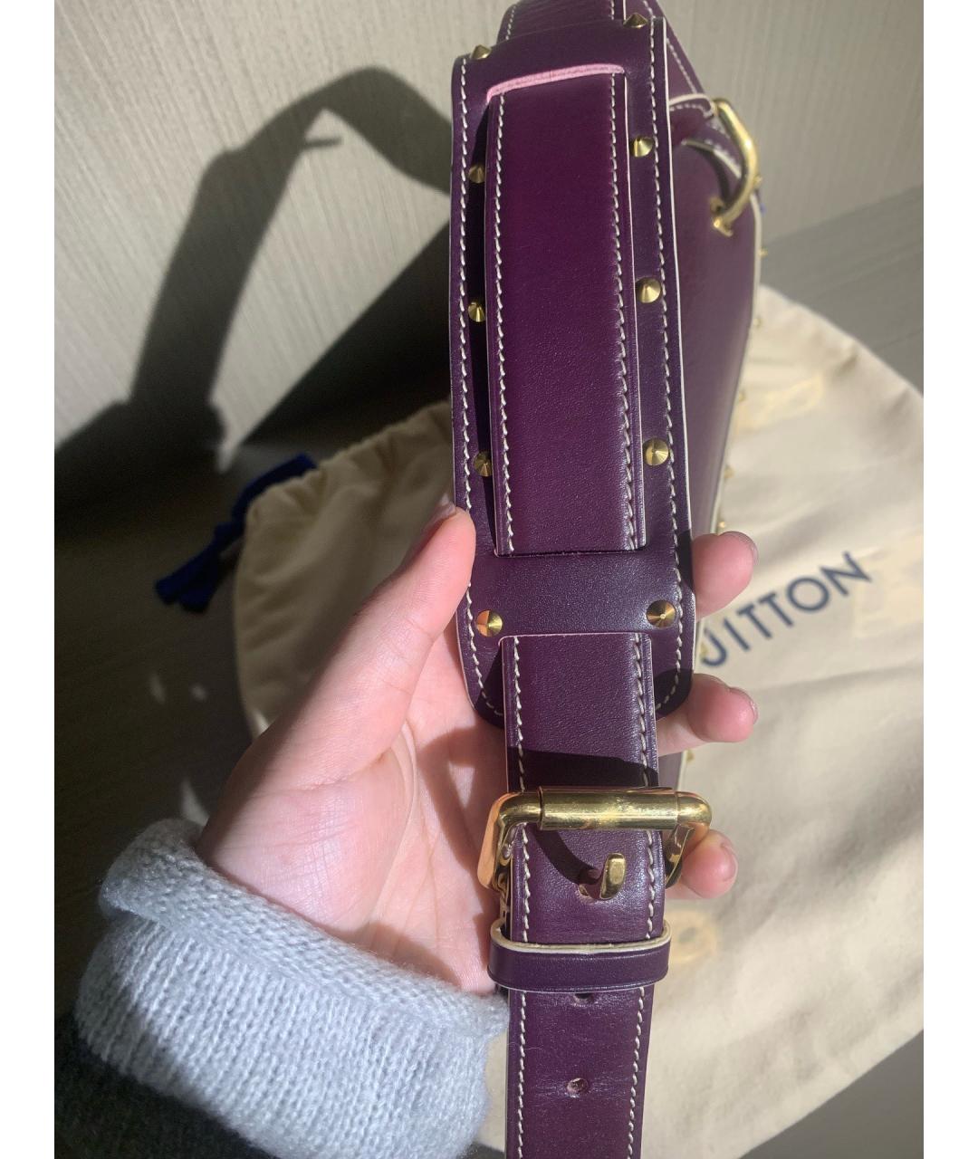 LOUIS VUITTON Фиолетовая кожаная сумка через плечо, фото 5
