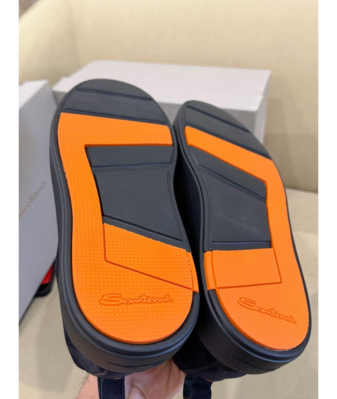 SANTONI Темно-синие замшевые слипоны, фото 5