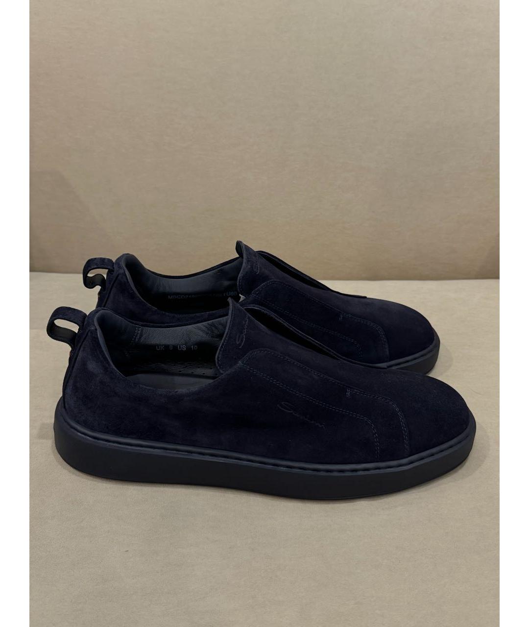 SANTONI Темно-синие замшевые слипоны, фото 7