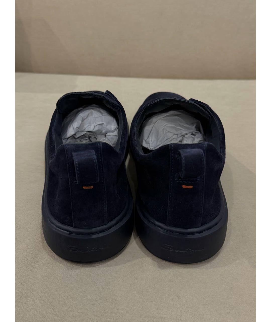 SANTONI Темно-синие замшевые слипоны, фото 4