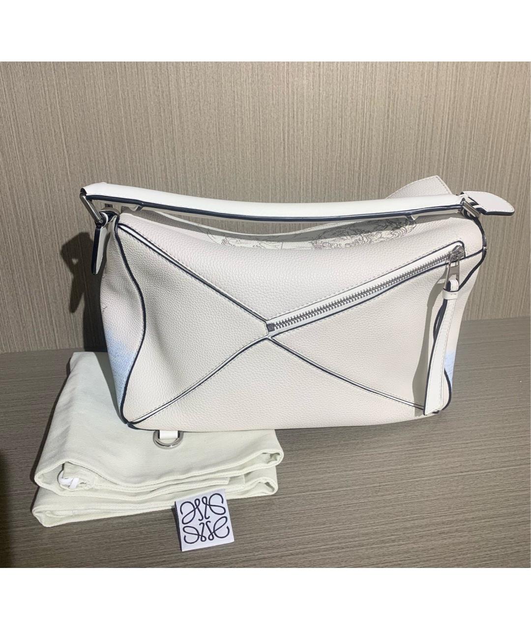 LOEWE Белая кожаная сумка с короткими ручками, фото 2