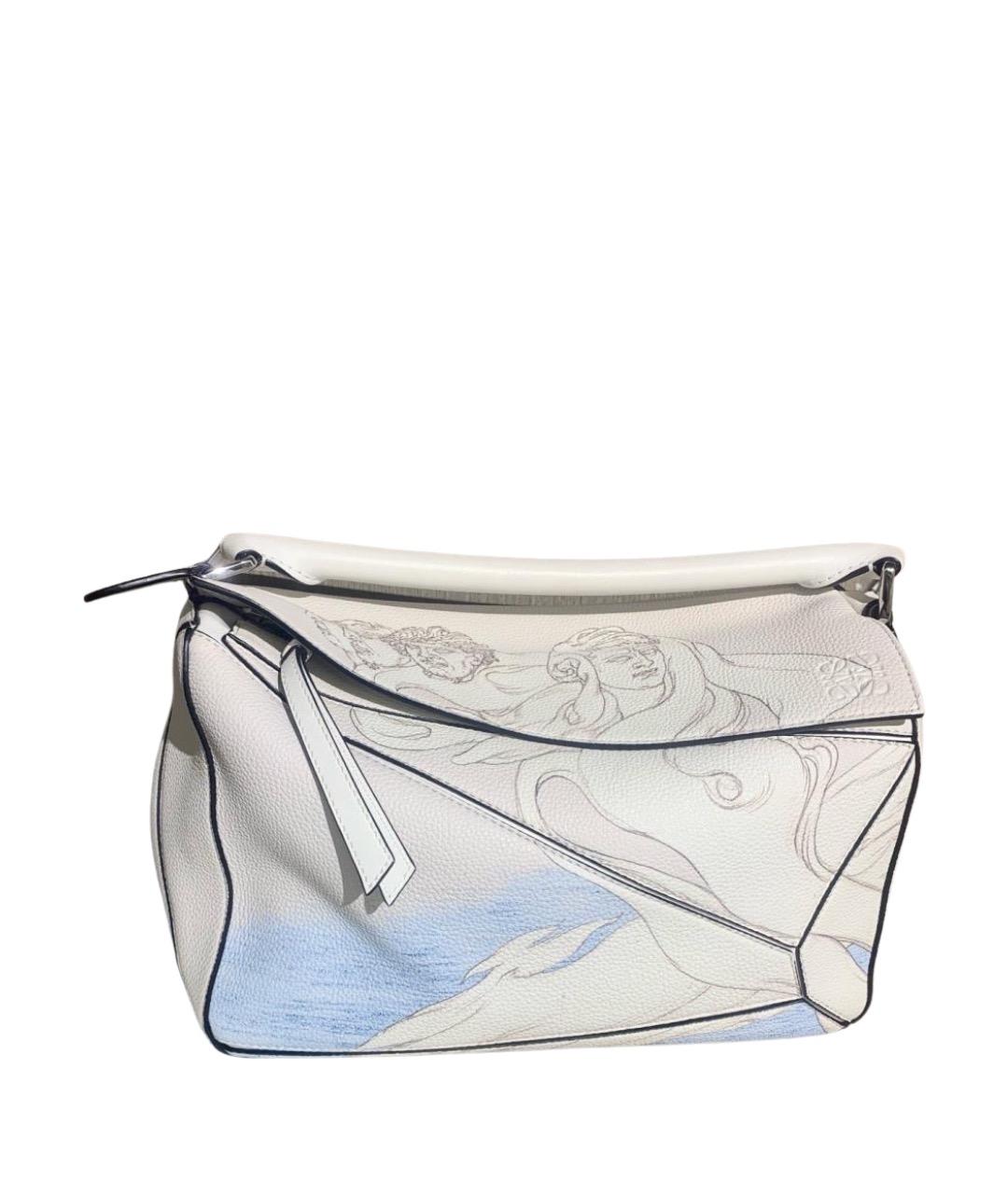 LOEWE Белая кожаная сумка с короткими ручками, фото 1