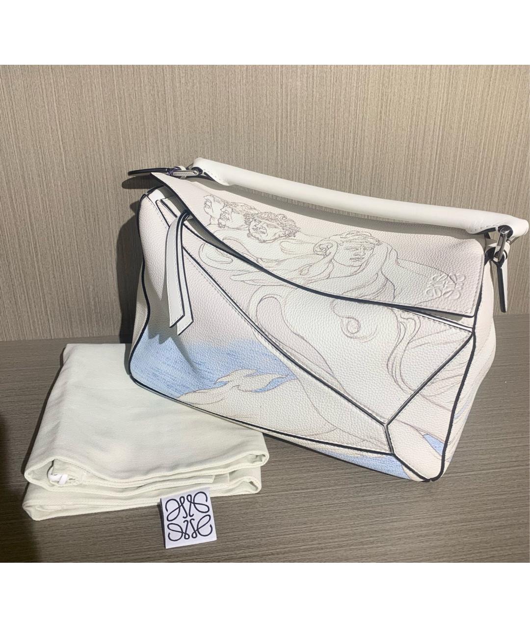 LOEWE Белая кожаная сумка с короткими ручками, фото 3