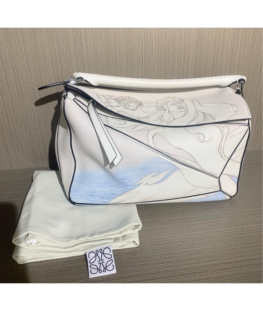 LOEWE Белая кожаная сумка с короткими ручками, фото 9