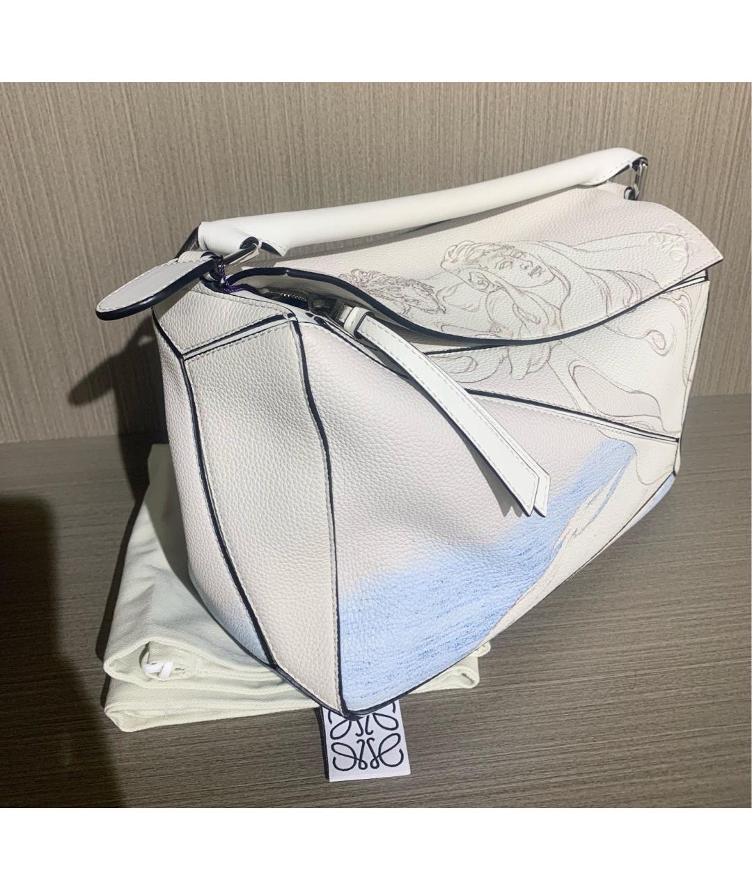 LOEWE Белая кожаная сумка с короткими ручками, фото 4