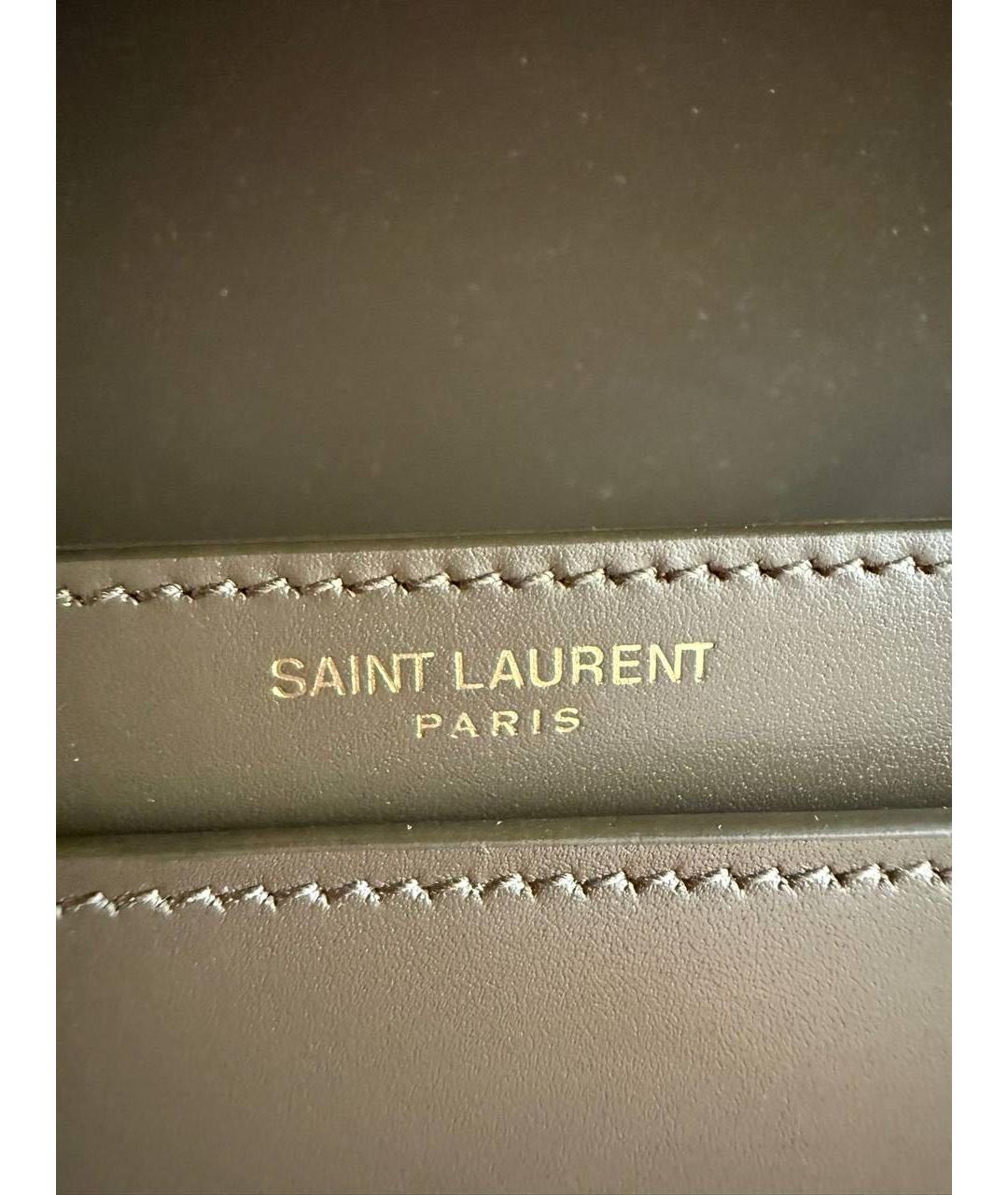 SAINT LAURENT Серая кожаная сумка с короткими ручками, фото 4