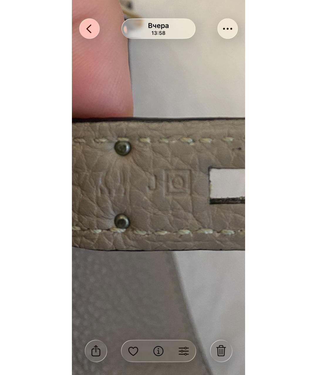 HERMES Серая кожаная сумка через плечо, фото 6