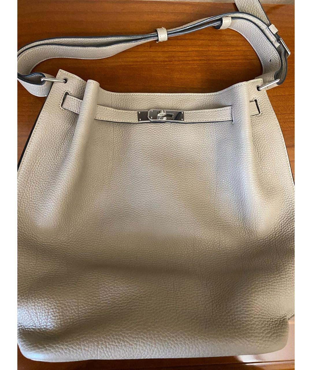 HERMES Серая кожаная сумка через плечо, фото 2