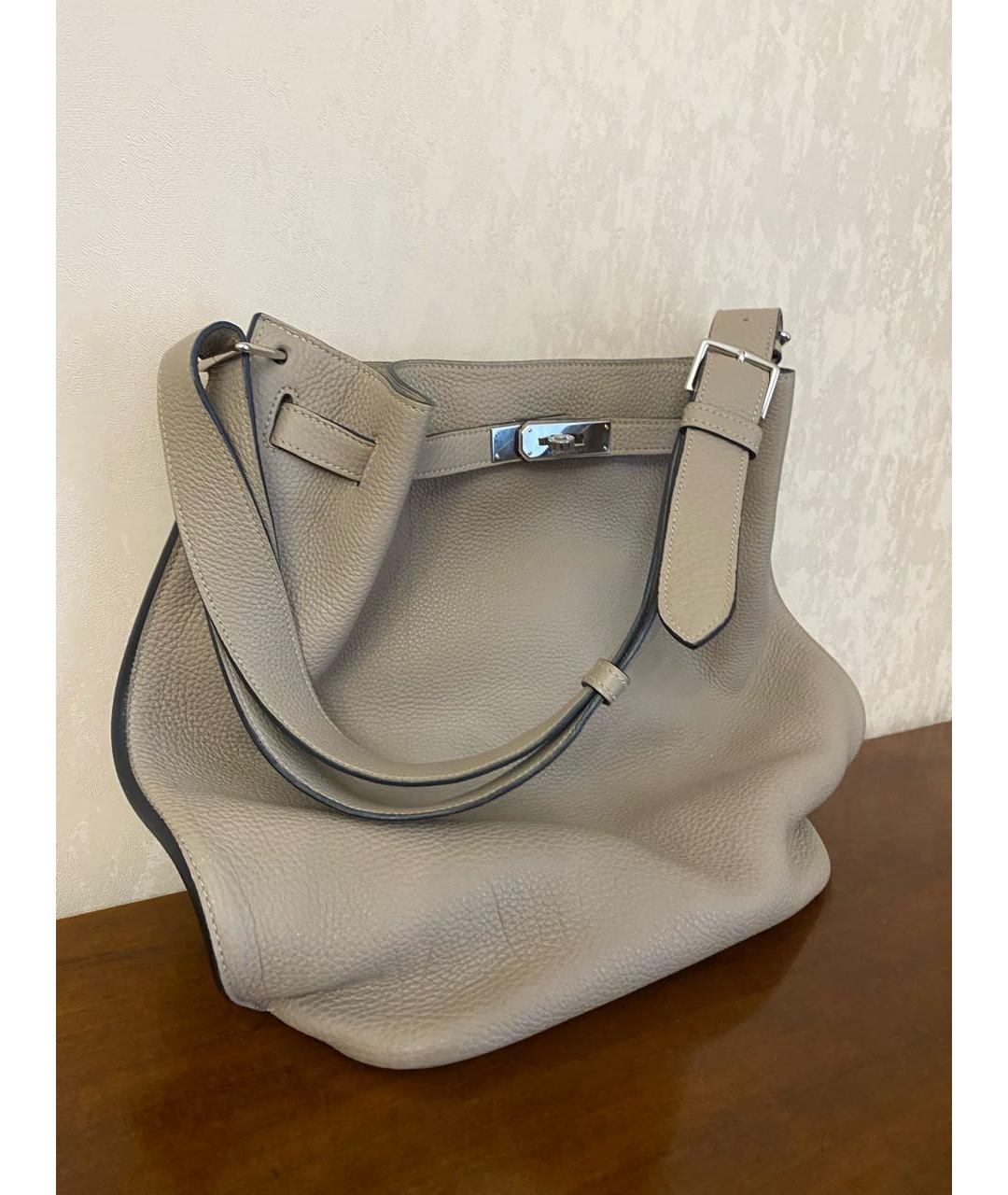 HERMES Серая кожаная сумка через плечо, фото 3