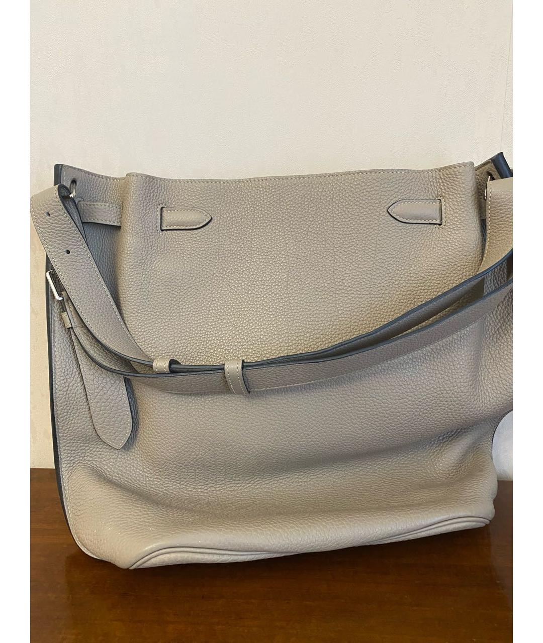 HERMES Серая кожаная сумка через плечо, фото 7