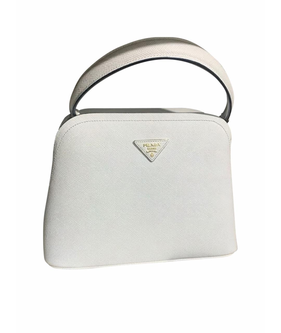 PRADA Белая кожаная сумка с короткими ручками, фото 1