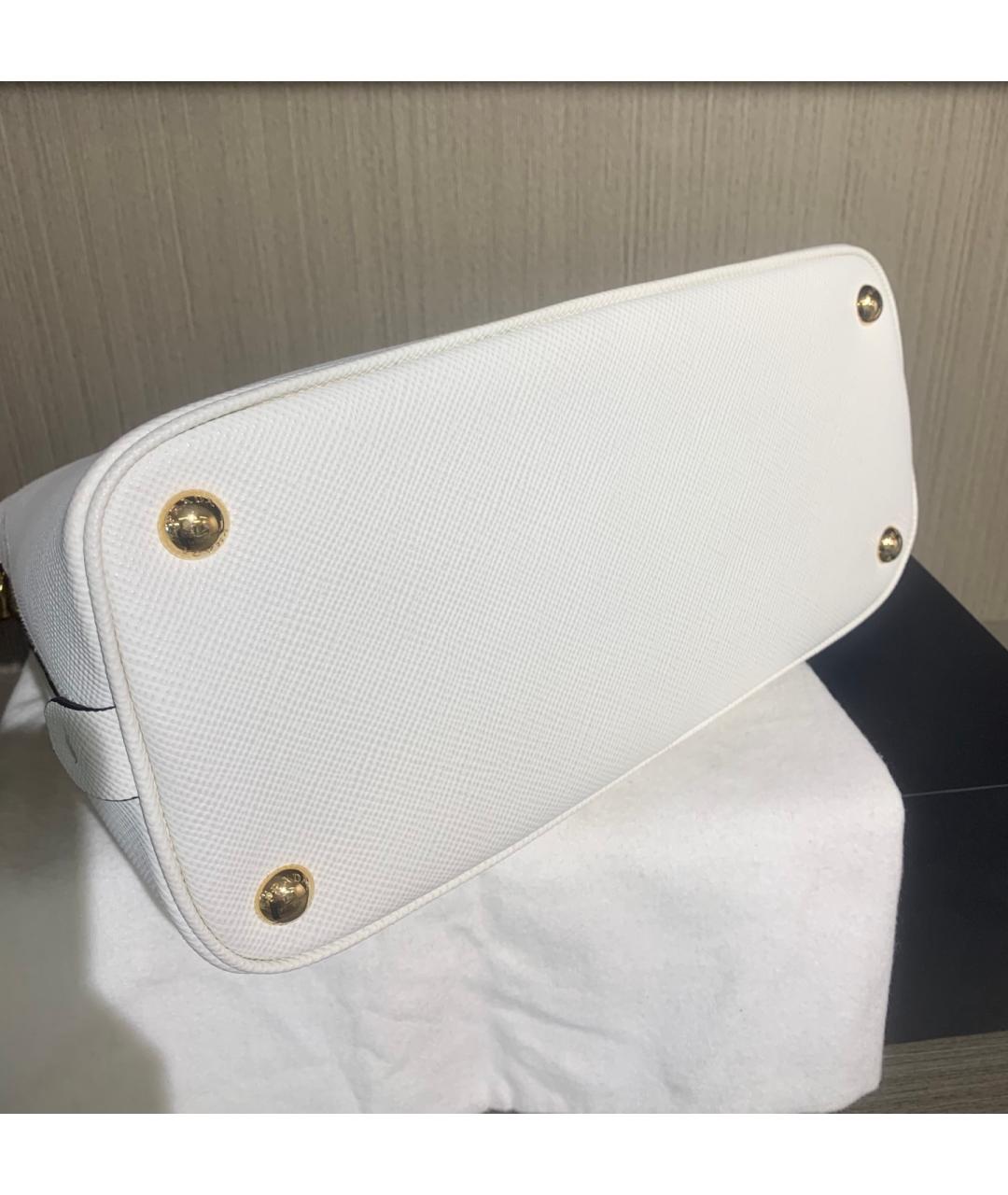 PRADA Белая кожаная сумка с короткими ручками, фото 4