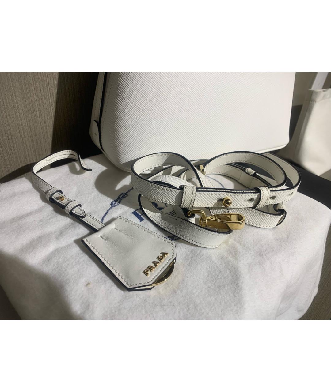 PRADA Белая кожаная сумка с короткими ручками, фото 7