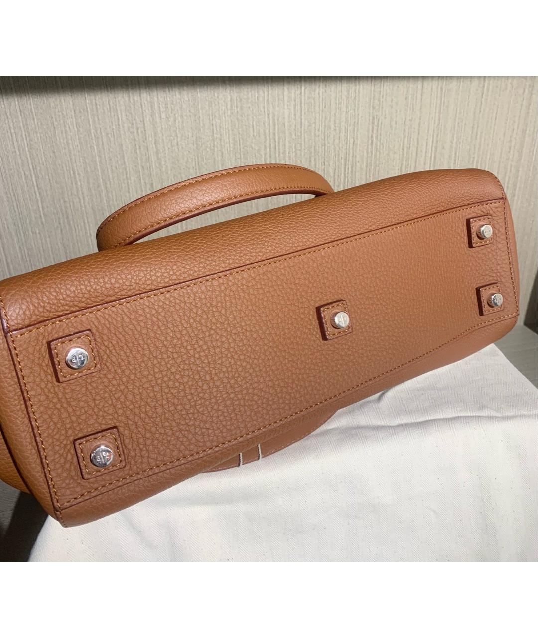 LORO PIANA Коричневая кожаная сумка тоут, фото 6