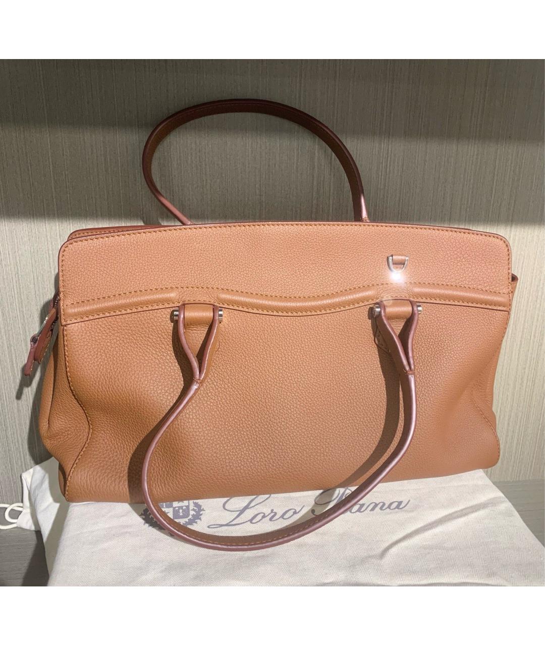 LORO PIANA Коричневая кожаная сумка тоут, фото 9