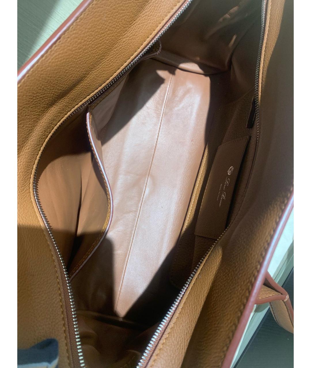 LORO PIANA Коричневая кожаная сумка тоут, фото 8