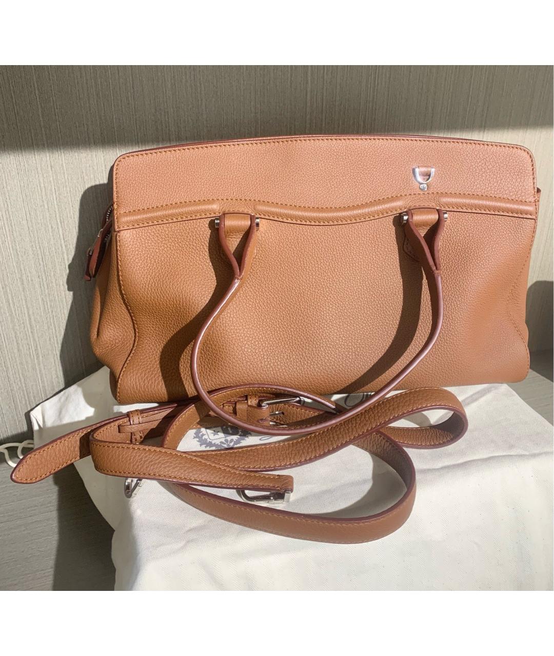 LORO PIANA Коричневая кожаная сумка тоут, фото 2