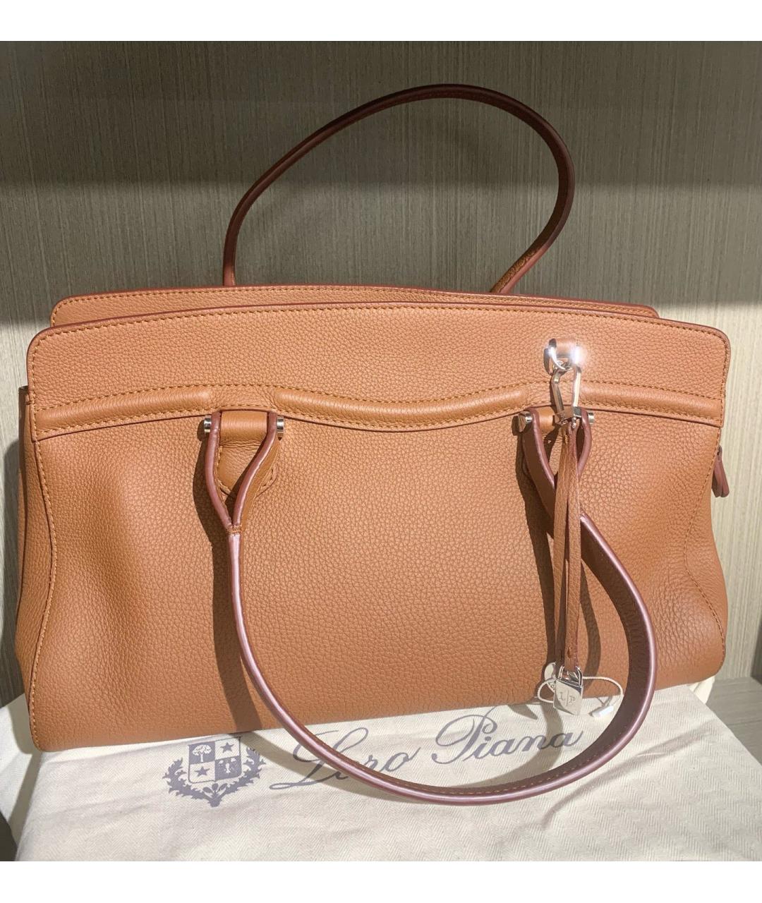 LORO PIANA Коричневая кожаная сумка тоут, фото 3
