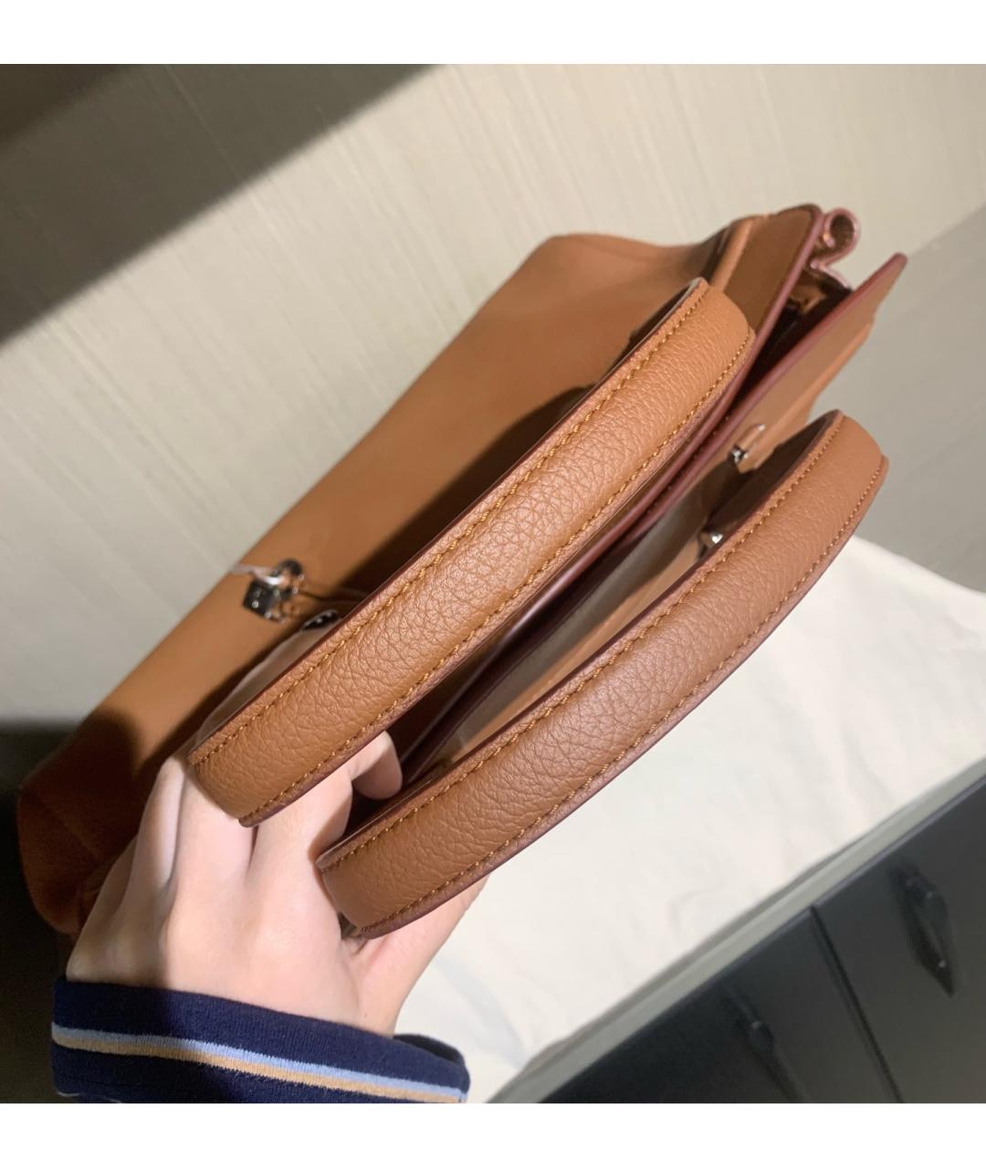 LORO PIANA Коричневая кожаная сумка тоут, фото 7