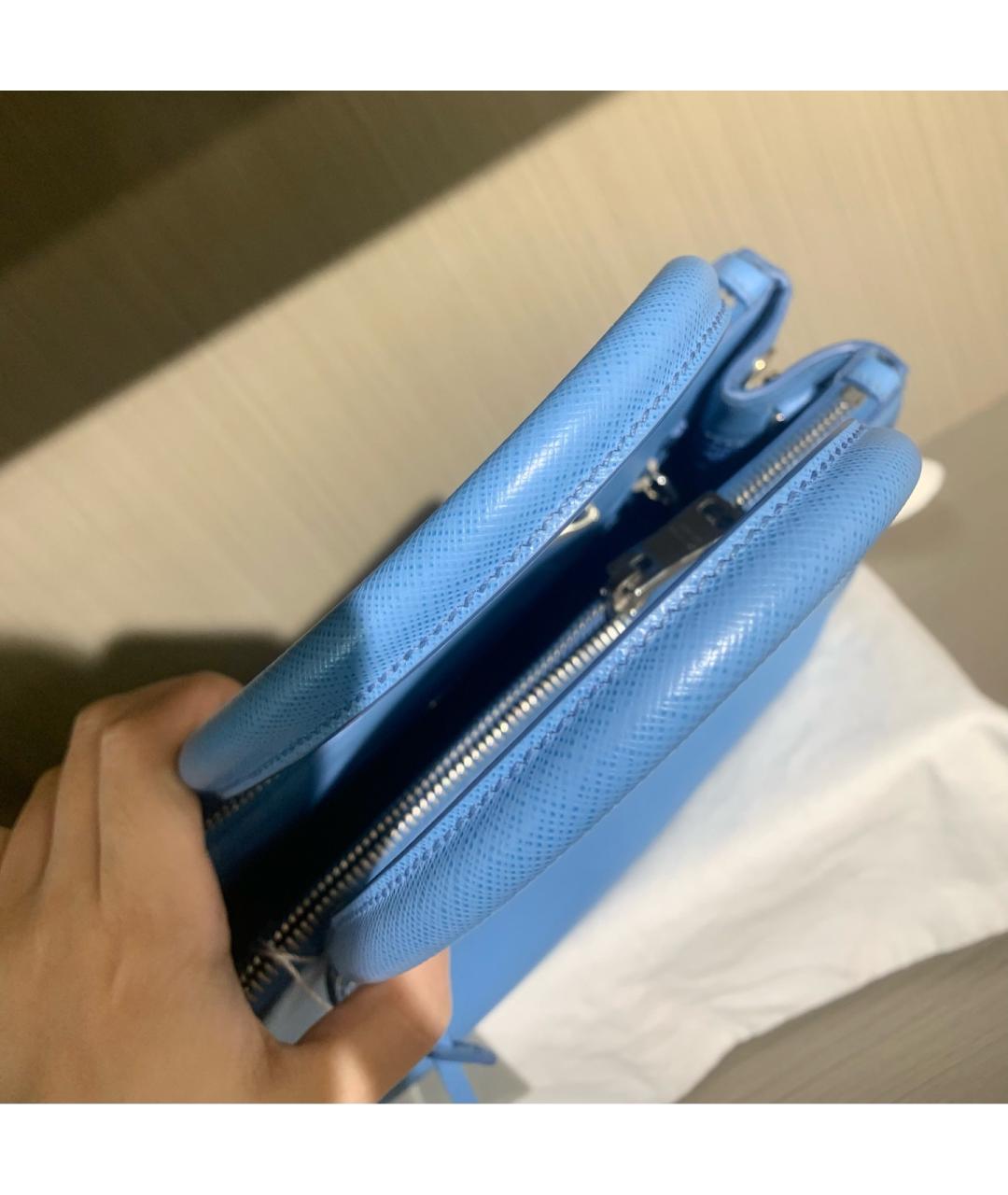 PRADA Голубая кожаная сумка через плечо, фото 7