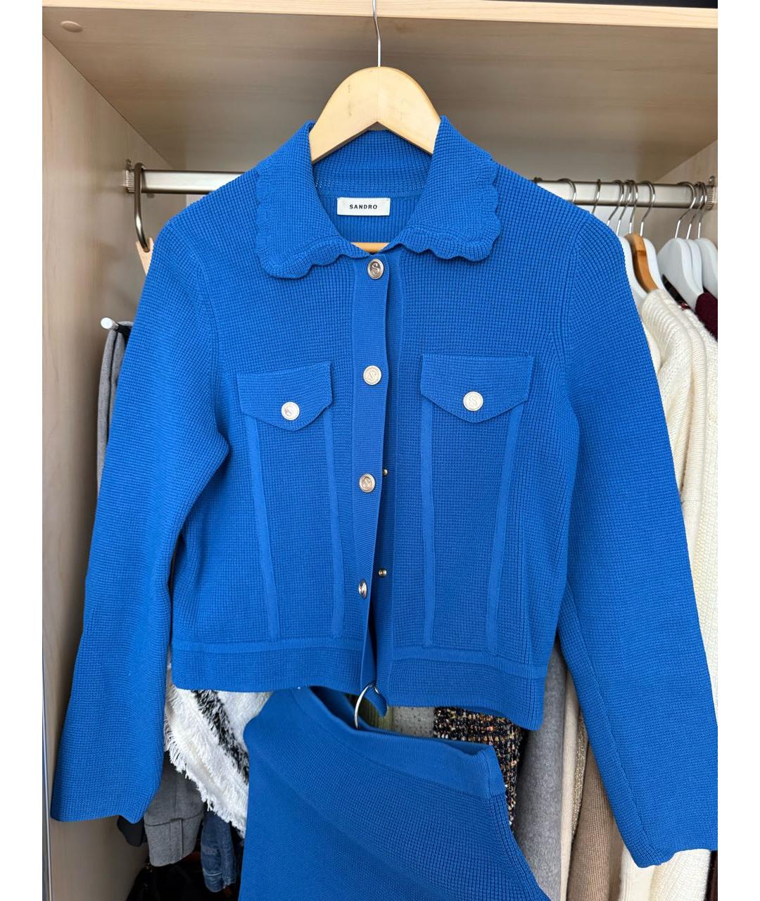 SANDRO Синий вискозный костюм с юбками, фото 2