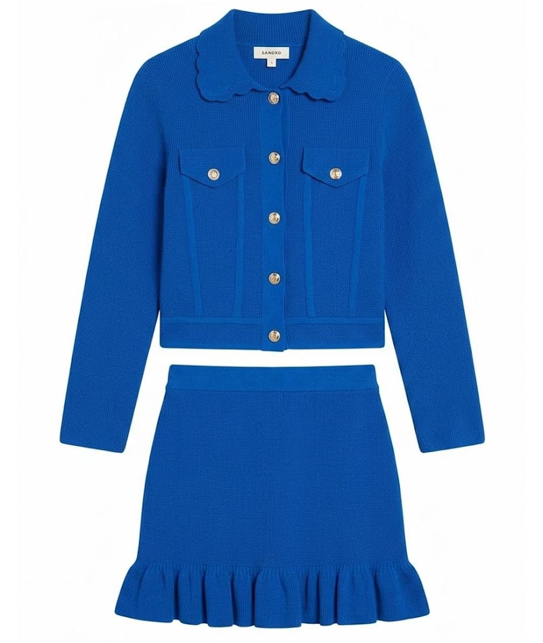 SANDRO Синий вискозный костюм с юбками, фото 1