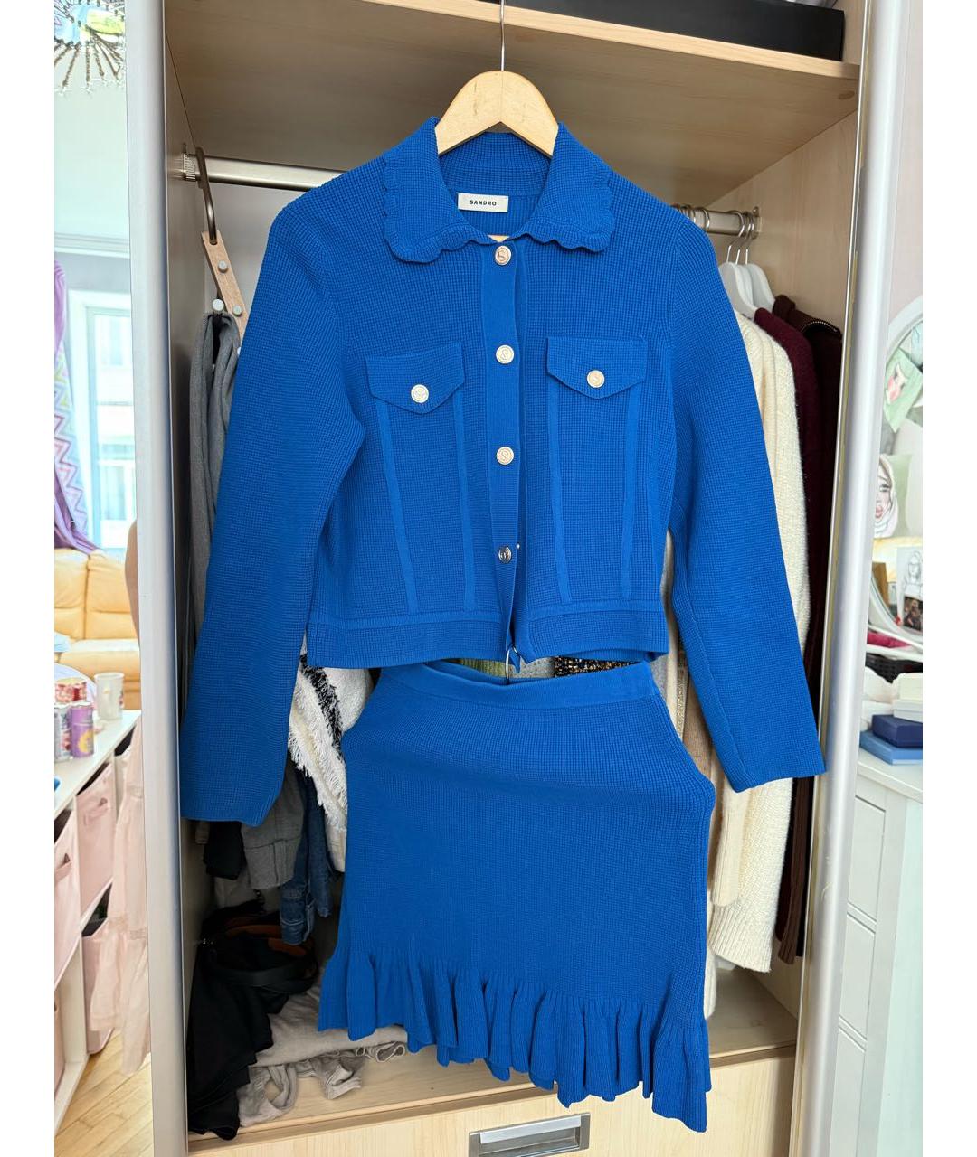 SANDRO Синий вискозный костюм с юбками, фото 5