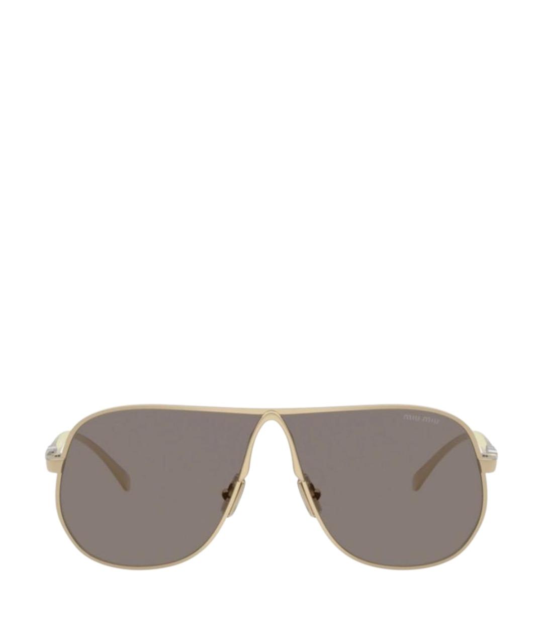 MIU MIU Золотые металлические солнцезащитные очки, фото 1