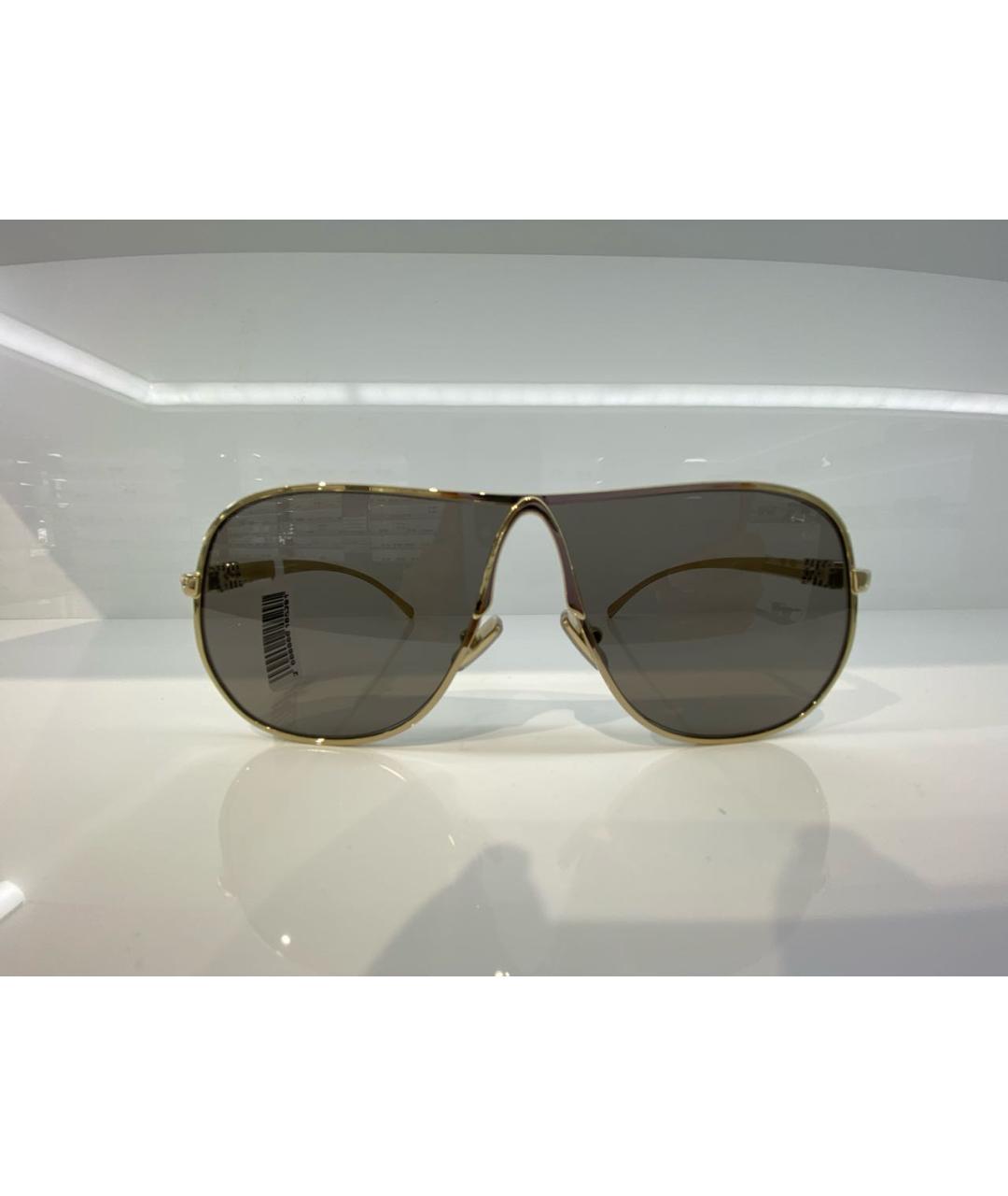 MIU MIU Золотые металлические солнцезащитные очки, фото 3