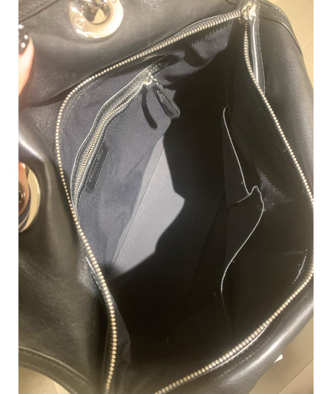 CHRISTIAN DIOR Черная кожаная сумка тоут, фото 7