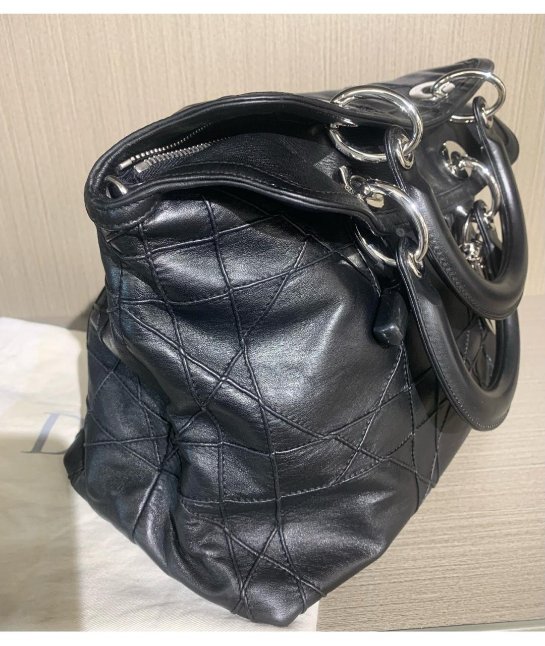 CHRISTIAN DIOR Черная кожаная сумка тоут, фото 4