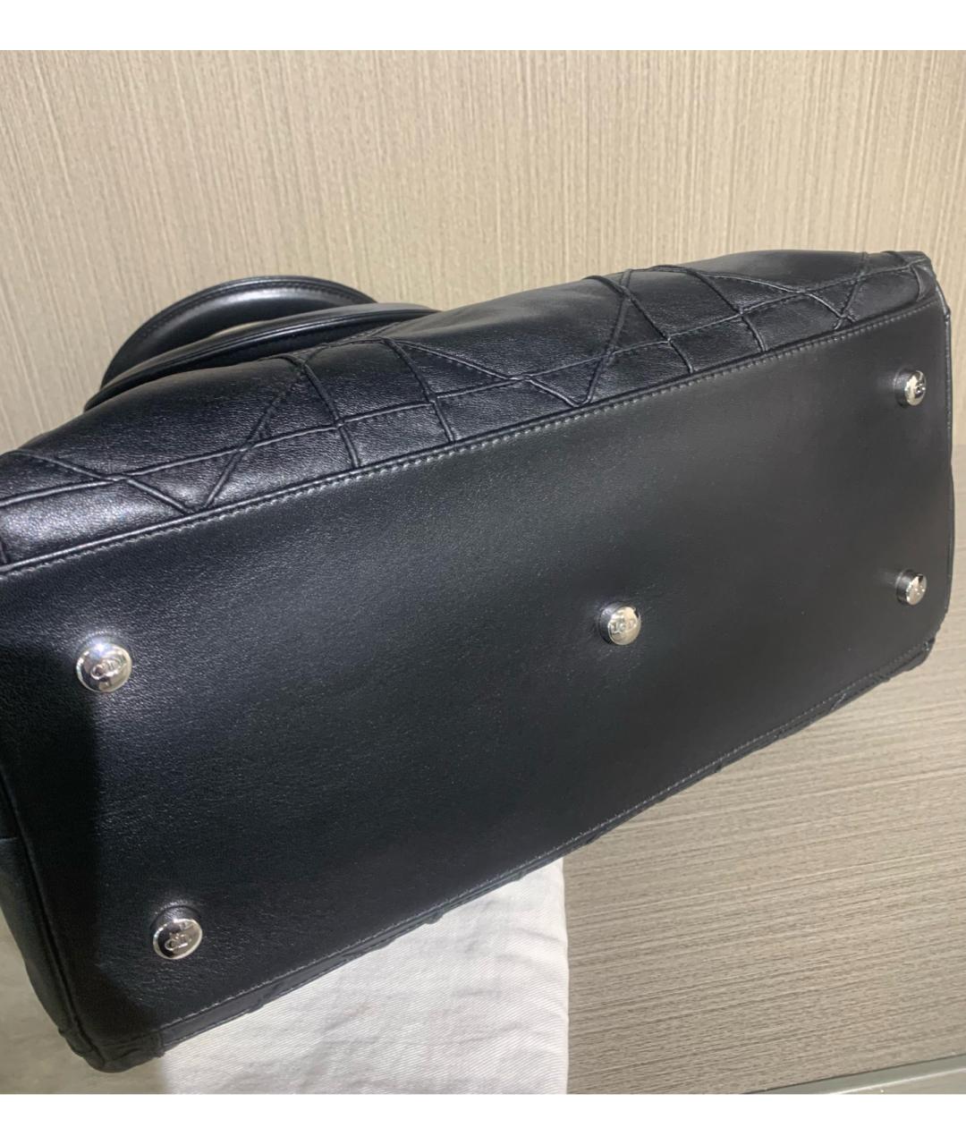 CHRISTIAN DIOR Черная кожаная сумка тоут, фото 5