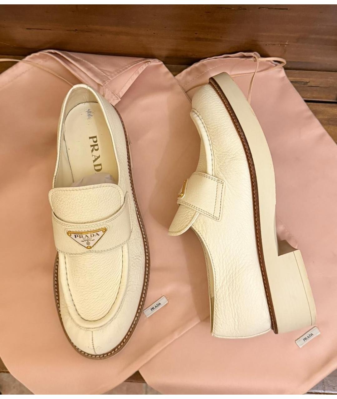 PRADA Белые кожаные лоферы, фото 8