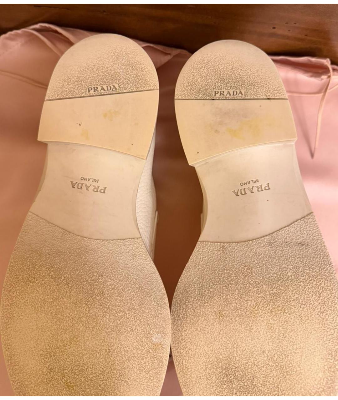 PRADA Белые кожаные лоферы, фото 6