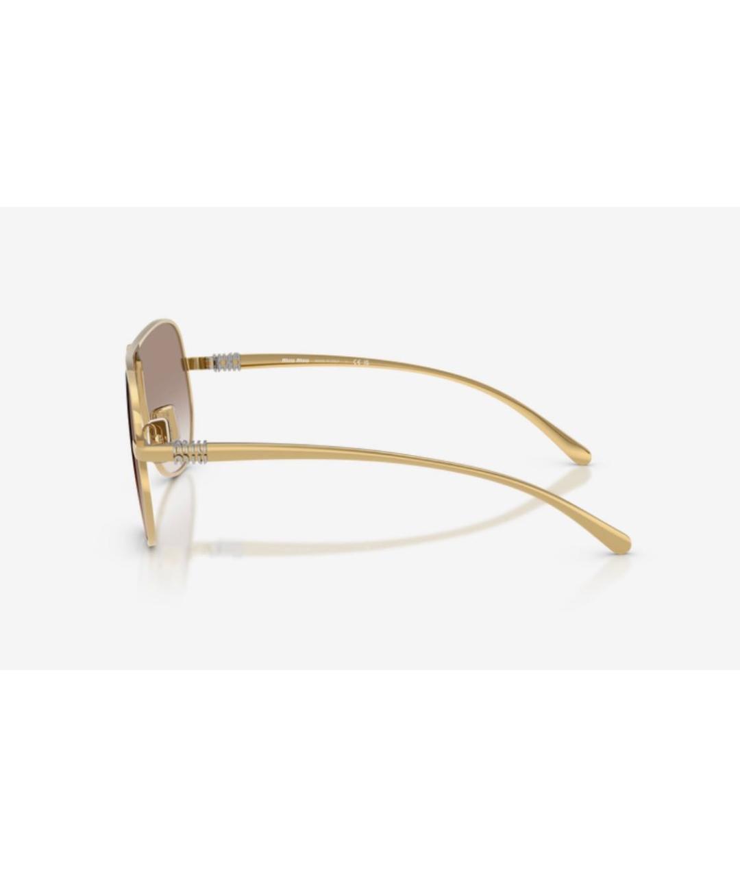 MIU MIU Золотые металлические солнцезащитные очки, фото 3
