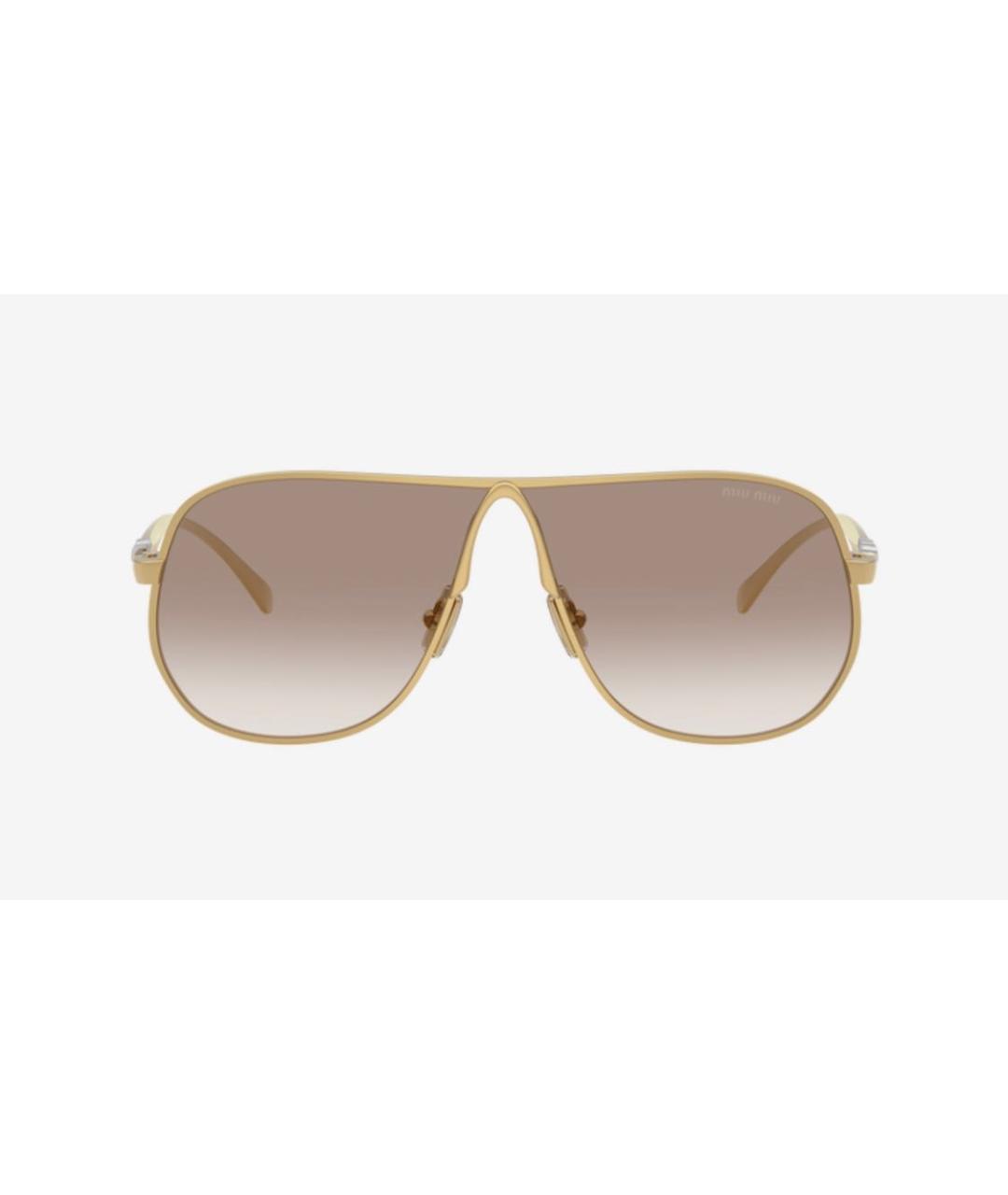 MIU MIU Золотые металлические солнцезащитные очки, фото 2