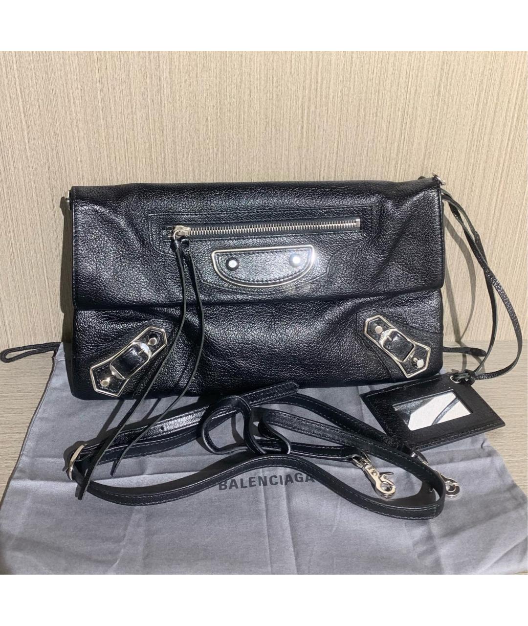 BALENCIAGA Черная кожаная сумка через плечо, фото 2
