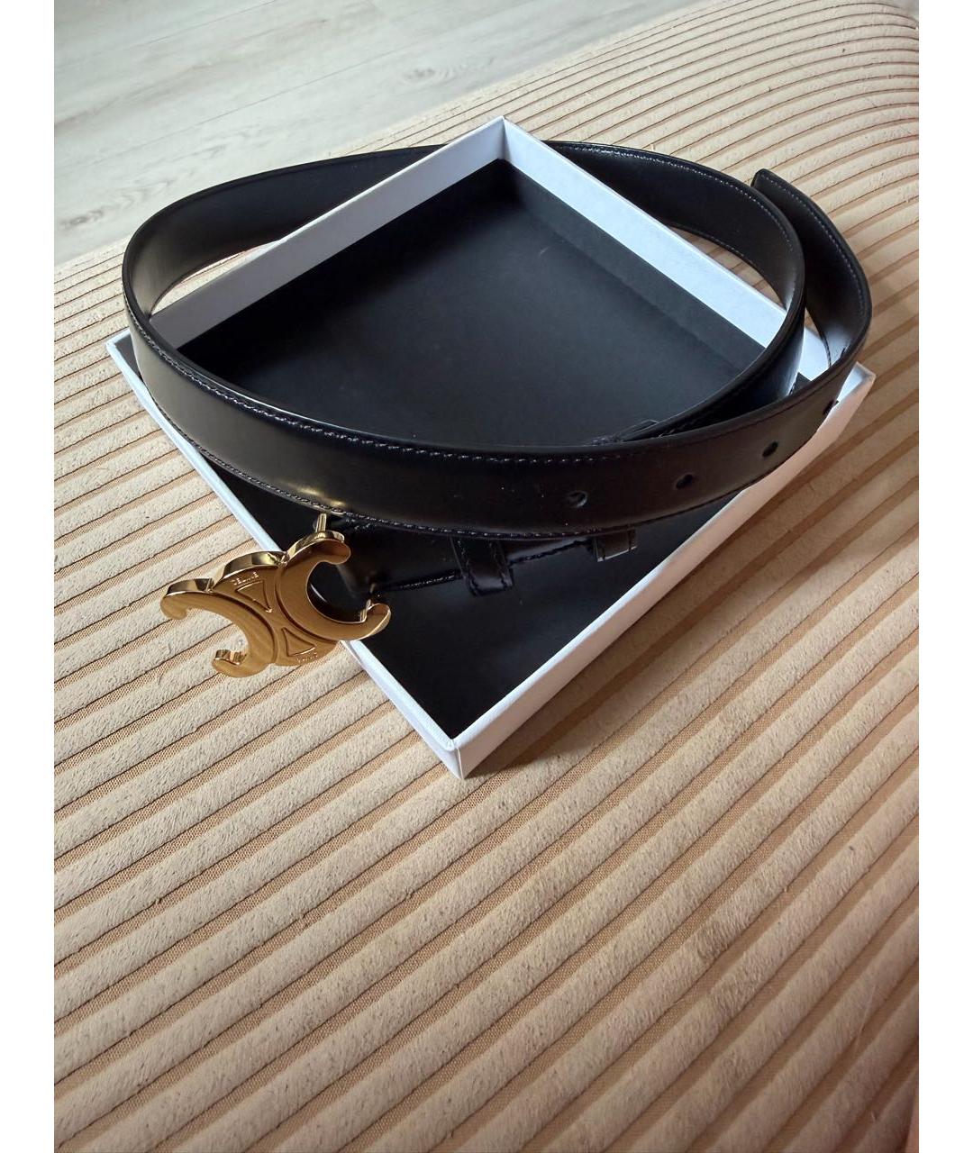 CELINE Черный кожаный ремень, фото 5