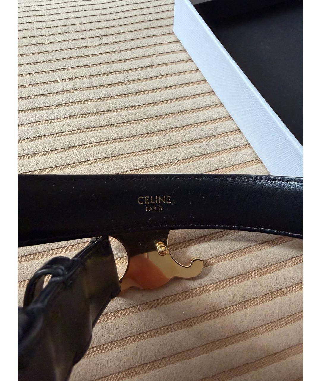 CELINE Черный кожаный ремень, фото 3